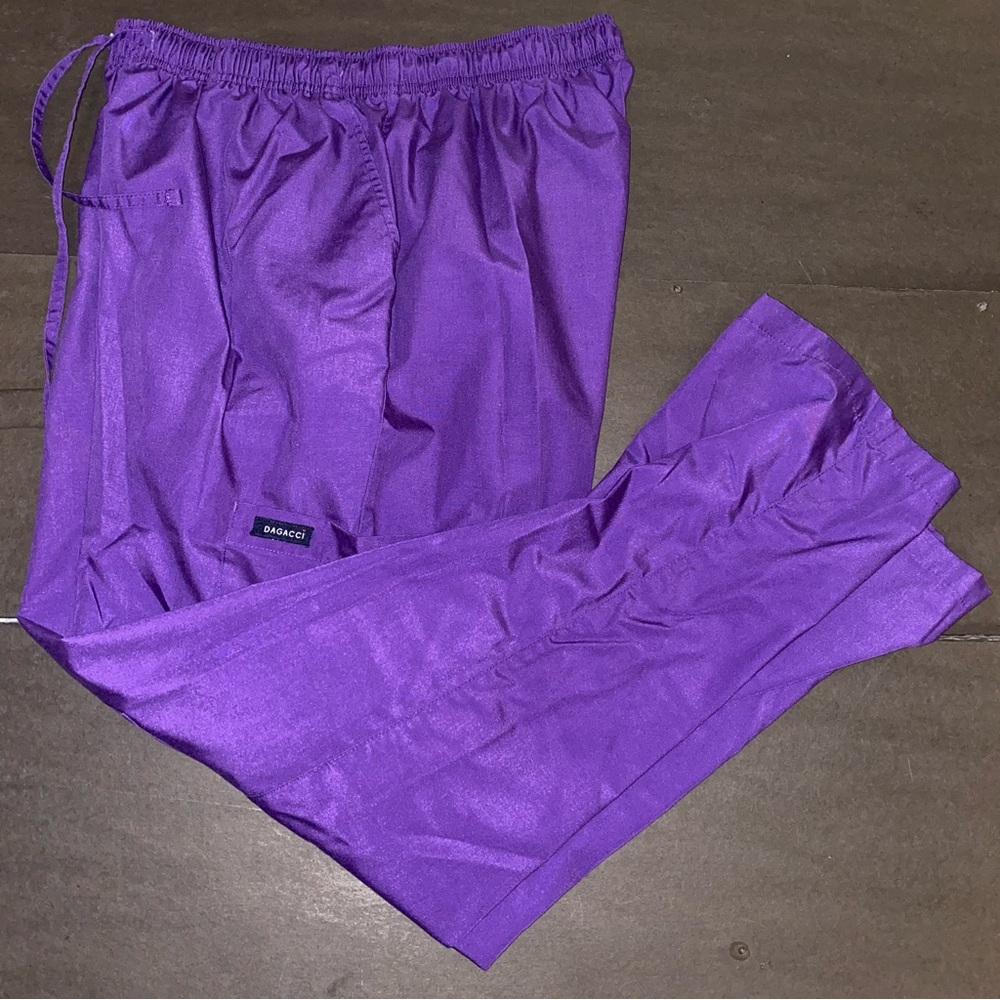 Dagacci XL Purple Three Side Cargo Pockets Straight Leg Scrub Pants